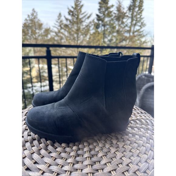 Sorel Joan Rhapsody Wedge Snow Chelsea Ankle Boot Black Women’s Size 8.5 US 39.5 - Picture 6 of 16